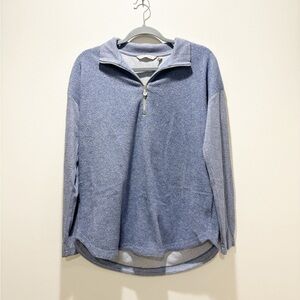 SOFT SURROUNDINGS • Women’s Mixed Fabric Blue Soft Quarter Zip Pullover Top Sz S